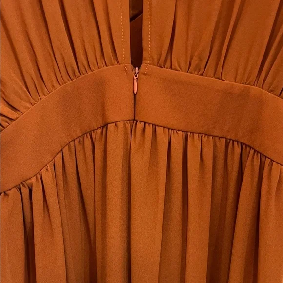 Fashion Nova Ruched Sleeve Rust Sienna Dress - Picture 7 of 9